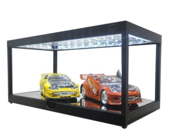 Vitrine schwarz + Beleuchtung Schaukasten für z.b. 1 x 1/18 Modellauto - Bausatz