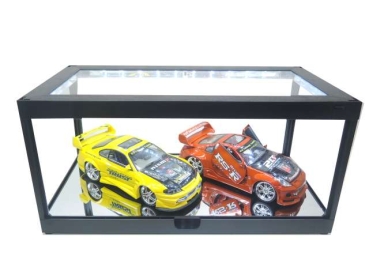 Vitrine schwarz + Beleuchtung Schaukasten für z.b. 1 x 1/18 Modellauto - Bausatz