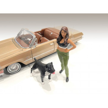 American Diorama 76276 Lowriderz IV 1:18 Figur Frau mit Hund 1/1000 limitiert