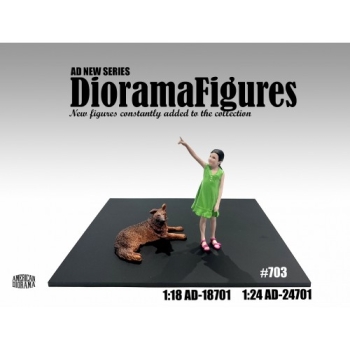 American Diorama 18703 kid with dog  1:18 figure girl