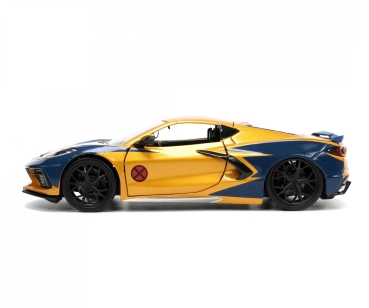Jada Toys 253225025 X-Men 2020 Chevy Corvette Stingray + Wolverin 1:24 Modellauto + Figur