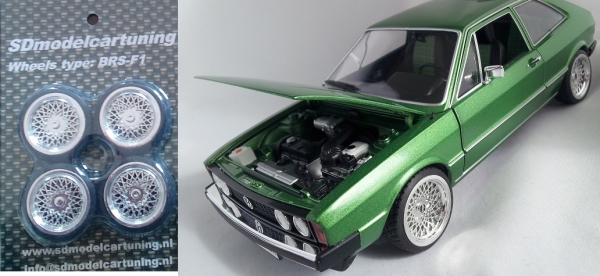 SD Felgen 15 Zoll BRS-F1 BBS E50 chrom 30mm 1:18 Modellauto Tuning