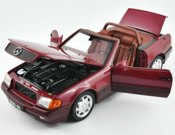 Norev 183716 Mercedes-Benz 500 SL 1989 R129 rot metallic 1:18 limitiert 1/1002 Modellauto