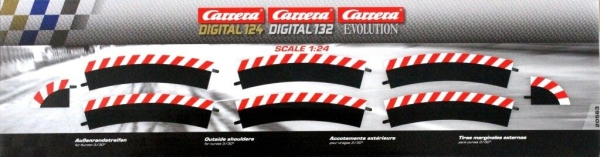 Carrera DIGITAL 124 + 132 + Evolution 6x Außenrandstreifen für Kurve 3/30° 2x Endstücke Schienen 20563