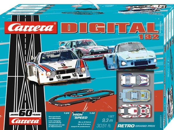 Carrera DIGITAL 132 Retro Grand Prix Set 2023 Rennbahn 30031 1:32 inkl. Blechschild 60 Jahre Jubiläum