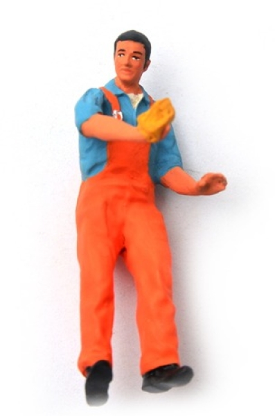 Figurenmanufaktur 320168 Mechaniker putzt Scheibe orange 1:32