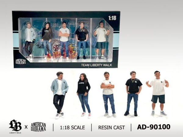 Figuren Set Team Liberty Walk mit 5 Figuren 1:18 limitierte edition American Diorama