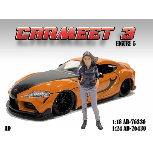 American Diorama 76330 Car Meet 3 Figur V 1:18 stehende Frau mit schwarzer Jacke limitiert 1/1000