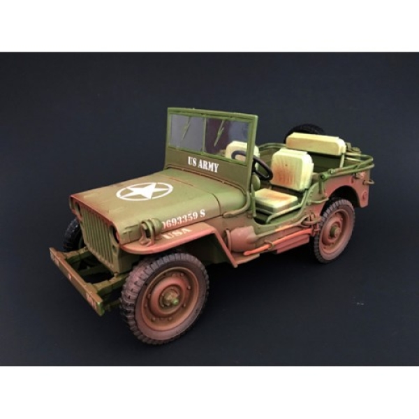 American Diorama 1944 jeep willys us army grün 1:18 Modellauto militär 77404A mit Wüstenstaub