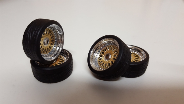 SD Felgen 16 Zoll BBS RM gold 32mm 1:18 Modellauto Tuning