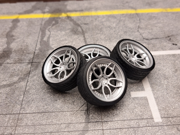 SD Felgen 20 Zoll PD3 Forged silber 36mm 1:18 Modellauto Tuning